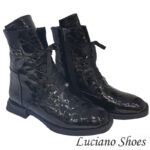 Дамски боти от естествен лак черни