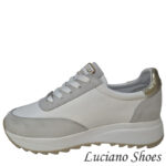 Дамски бели спортни обувки от естествена кожа с връзки - Image 3